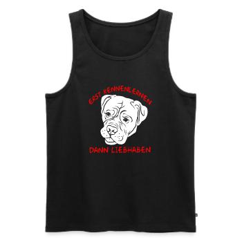 Erst Kennenlernen dann Liebhaben Bordeaux Dogge - Männer Premium Bio Tank Top - Schwarz - Vorne - Michal (187cm)