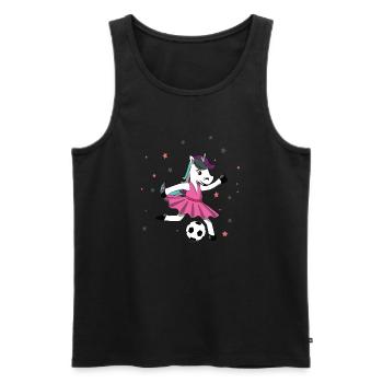 Unicorn joue au football UNICORN soccer sports de ballon - Débardeur bio Premium Homme - noir - Devant - Michal (187cm)