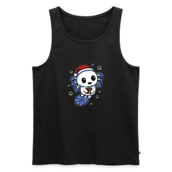 AXOLOTL CHRISTMAS DESIGN - Männer Premium Bio Tank Top - Schwarz - Vorne - AI Model Male 178 light (178cm)