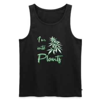 J’aime les plantes - Canabis - Débardeur bio Premium Homme - noir - Devant - Michal (187cm)