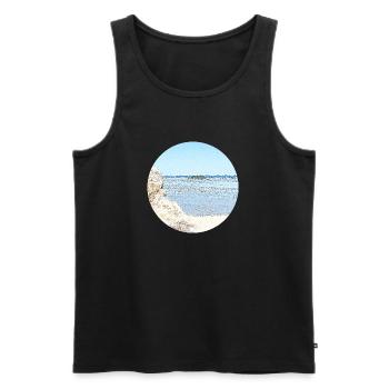 La baie et son île en Normandie - Débardeur bio Premium Homme - noir - Devant - AI Model Male 178 light (178cm)