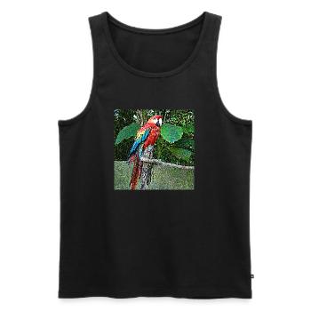 Ein sehr neugieriger Papagei - Männer Premium Bio Tank Top - Schwarz - Vorne - AI Model Male 178 light (178cm)
