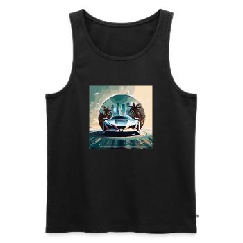 Miami Portal Escape (Miami Collection) - Men's Premium Organic Tank Top - black - Front - AI Model Male 178 light (178cm)