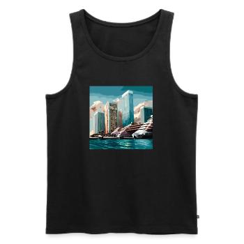Arrival in Miami over water (Miami Collection) - Männer Premium Bio Tank Top - Schwarz - Vorne - Michal (187cm)