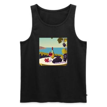 Wein / Rotwein / Weißwein - Männer Premium Bio Tank Top - Schwarz - Vorne - Michal (187cm)