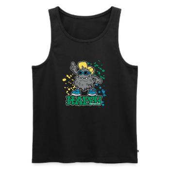 Happy Monster - Männer Premium Bio Tank Top - Schwarz - Vorne - AI Model Male 178 light (178cm)