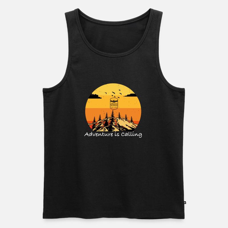 Adventure is calling - Männer Premium Bio Tank Top - Schwarz
