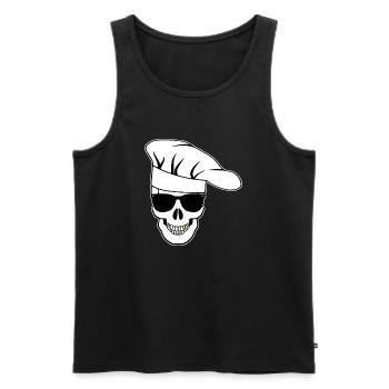 Crâne avec lunettes de soleil, toque de chef - Débardeur bio Premium Homme - noir - Devant - Michal (187cm)