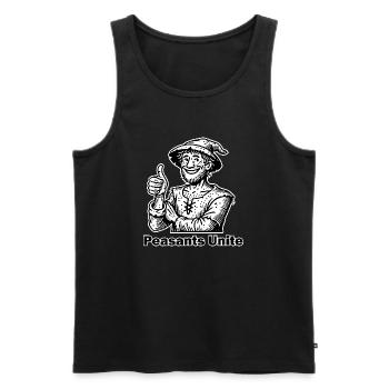 Un fermier médiéval lève le pouce - Les paysans s’unissent - Débardeur bio Premium Homme - noir - Devant - AI Model Male 178 light (178cm)