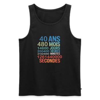 40 Ans – 480 Mois, 14600 Jours...Secondes - Männer Premium Bio Tank Top - Schwarz - Vorne - AI Model Male 178 light (178cm)