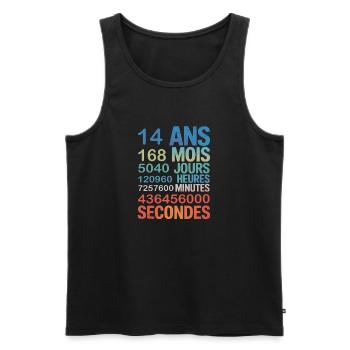 14 Ans en Secondes – Design Anniversaire Original - Männer Premium Bio Tank Top - Schwarz - Vorne - AI Model Male 178 light (178cm)