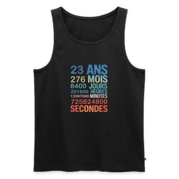 23 ans de vie – chaque seconde compte - Männer Premium Bio Tank Top - Schwarz - Vorne - AI Model Male 178 light (178cm)