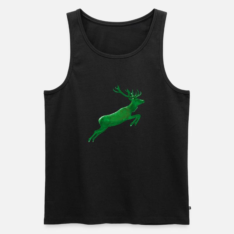 Hirsch springt ins Grüne - Männer Premium Bio Tank Top - Schwarz