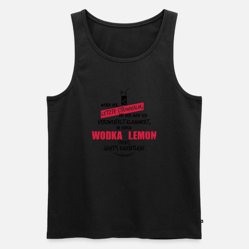 Letzter Strohhalm Wodka Lemon - Männer Premium Bio Tank Top - Schwarz