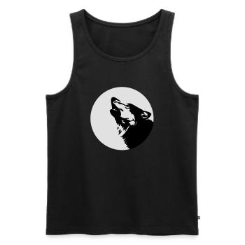 Wolf - Männer Premium Bio Tank Top - Schwarz - Vorne - AI Model Male 178 light (178cm)