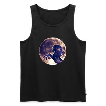 Einhorn, Vollmond , Mond, Magie, Pferd, unicorn, - Männer Premium Bio Tank Top - Schwarz - Vorne - AI Model Male 178 light (178cm)