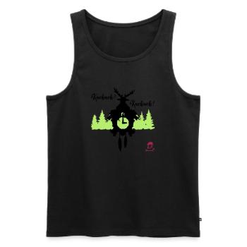 Kuckuck...Kuckuck... Kuckucksuhr mit Hirschgeweih - Männer Premium Bio Tank Top - Schwarz - Vorne - Michal (187cm)