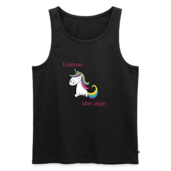Einhörner leben vegan - Männer Premium Bio Tank Top - Schwarz - Vorne - AI Model Male 178 light (178cm)