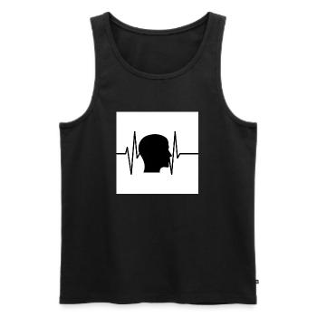 Herzschlag mit Kopf - Männer Premium Bio Tank Top - Schwarz - Vorne - Michal (187cm)