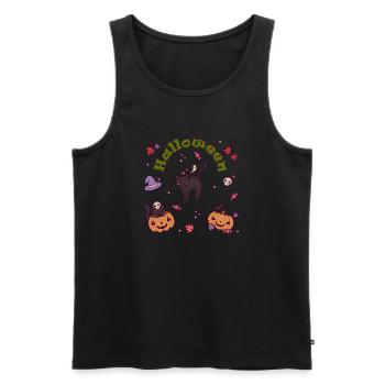 Halloween time. Cat Halloween pumpkin. - Men's Premium Organic Tank Top - black - Front - AI Model Male 178 light (178cm)