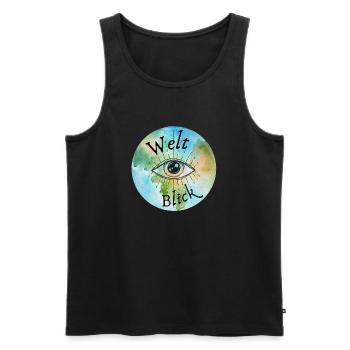 World View Watercolor Design - Men's Premium Organic Tank Top - black - Front - Michal (187cm)