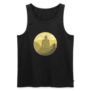 Buddha Gold - Männer Premium Bio Tank Top - Schwarz - Vorne - Michal (187cm)