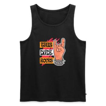 This Dude Rocks - Männer Premium Bio Tank Top - Schwarz - Vorne - Michal (187cm)