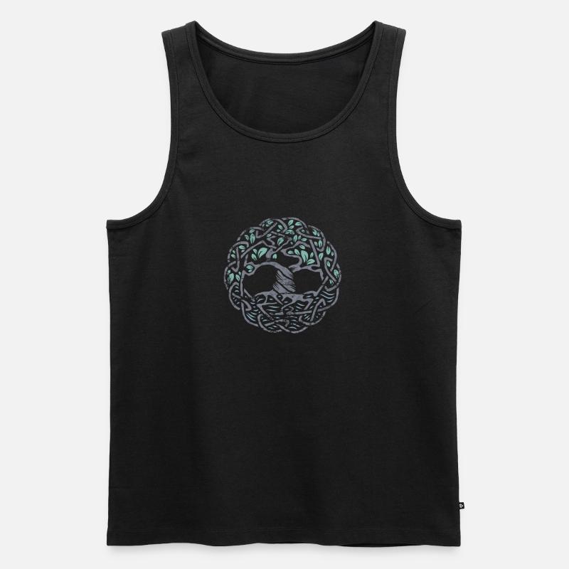 Keltischer Baum des Lebens. Grau. - Männer Premium Bio Tank Top - Schwarz