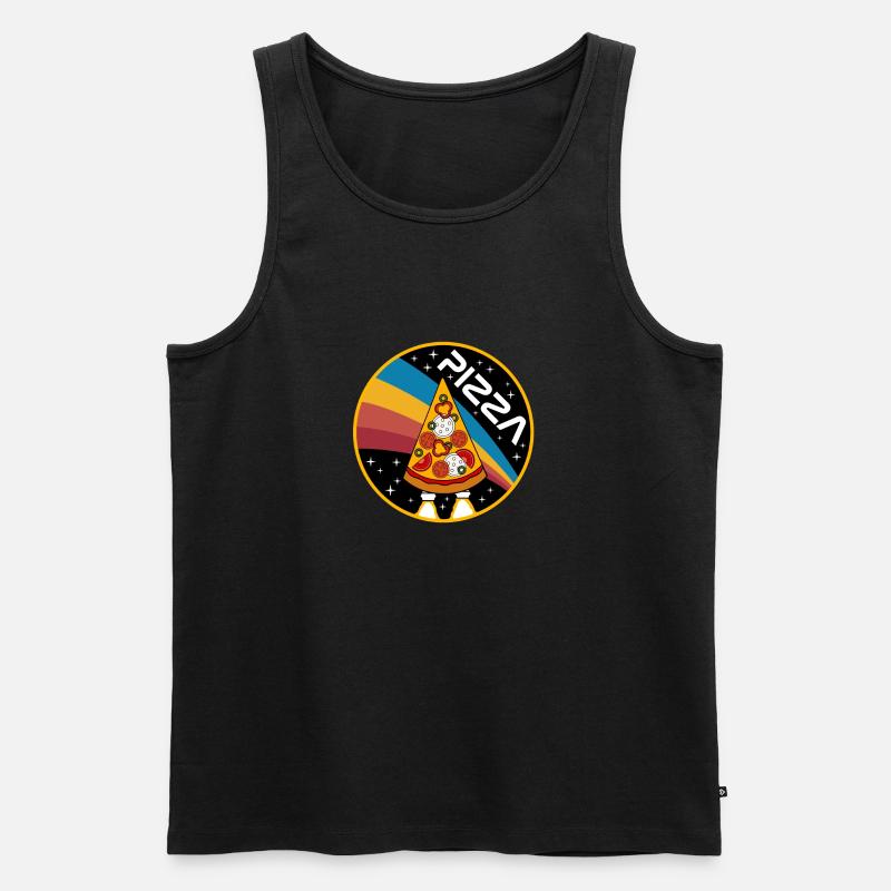 Pizza Spaceship - Männer Premium Bio Tank Top - Schwarz