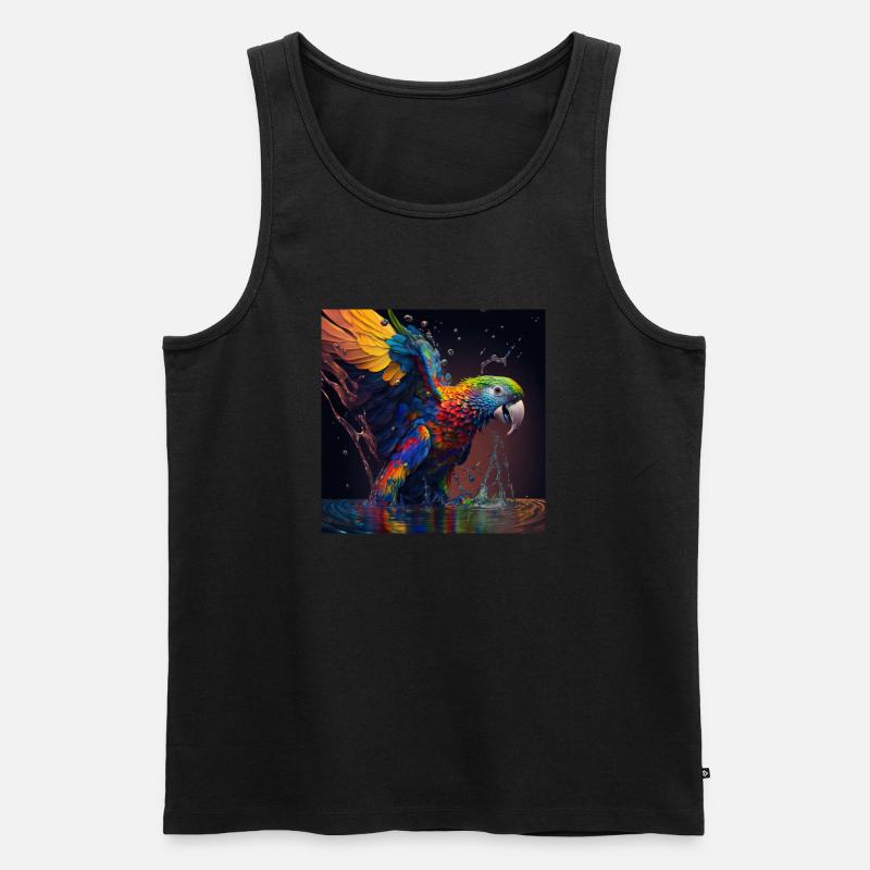 Farbiger Papagei, einzigartiges Design - Männer Premium Bio Tank Top - Schwarz