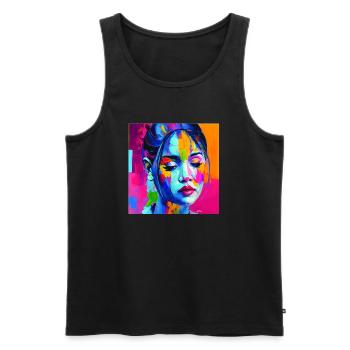farbiges Gesicht - in Gedanken - Männer Premium Bio Tank Top - Schwarz - Vorne - Michal (187cm)