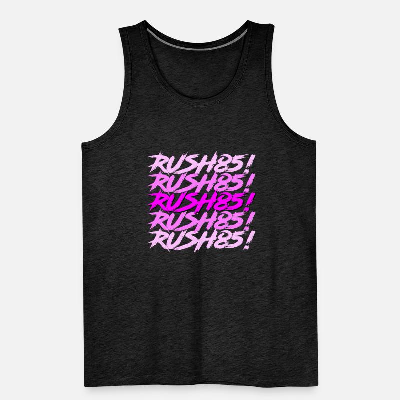 Synthwave / Cyberpunk Title Design RUSH85! -Hell Männer Premium Bio Tank Top