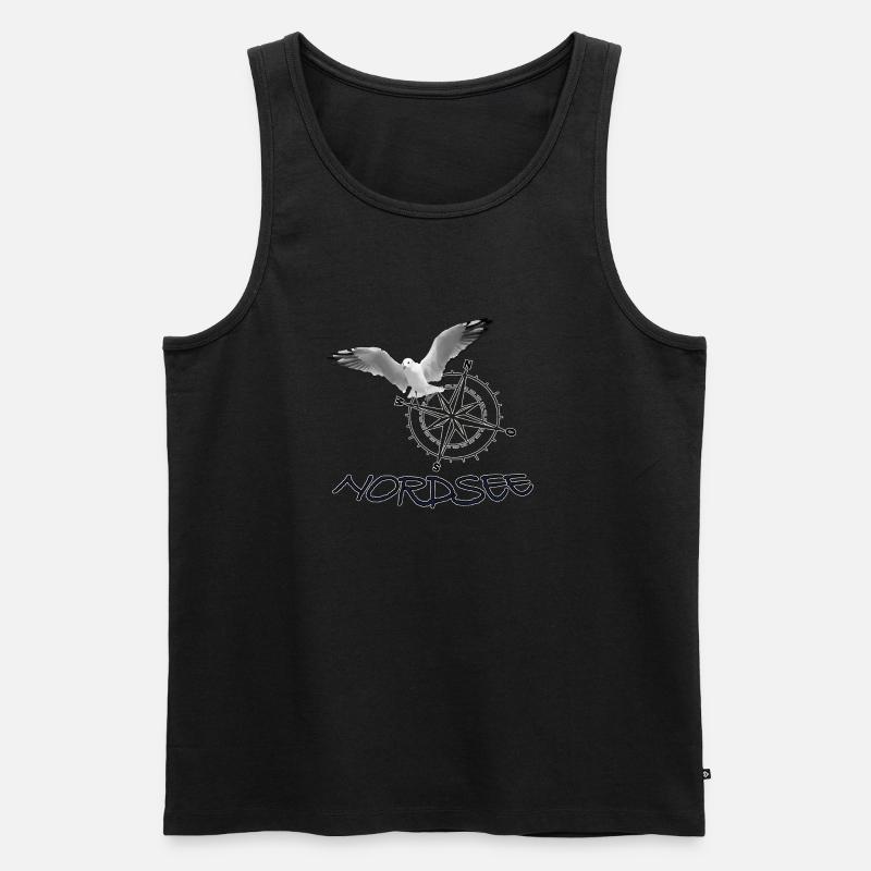 Nordsee - Möwe mit Kompass - Männer Premium Bio Tank Top - Schwarz