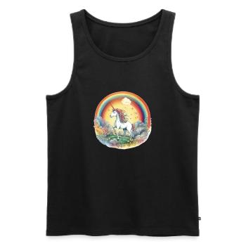 Enchanted Rainbow: Magical Unicorn - Men's Premium Organic Tank Top - black - Front - Michal (187cm)