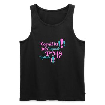 PMS Warnhinweis für Frauen mit Hormonen und Humor - Männer Premium Bio Tank Top - Schwarz - Vorne - AI Model Male 178 light (178cm)