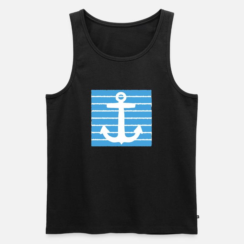 Maritim - Anker - Männer Premium Bio Tank Top - Schwarz