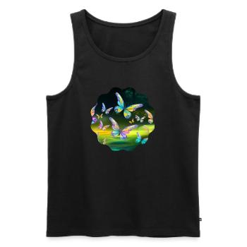 Schmetterlinge - Männer Premium Bio Tank Top - Schwarz - Vorne - Michal (187cm)