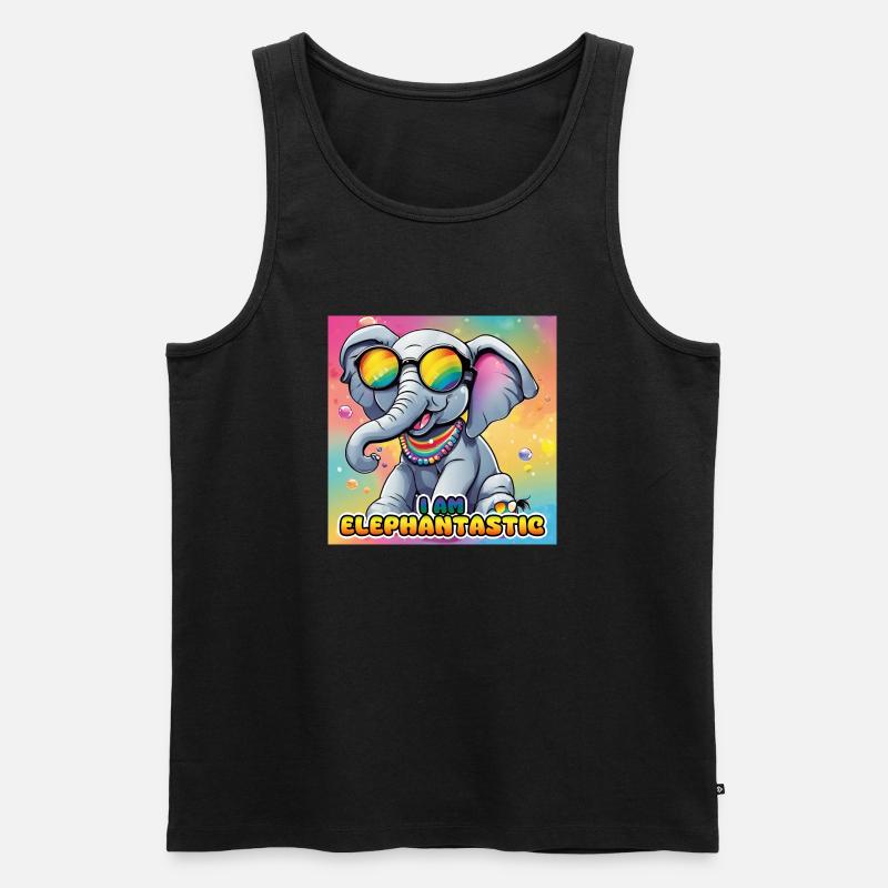 🌈🐘 Elephantastic - Elefantastisch - Männer Premium Bio Tank Top - Schwarz