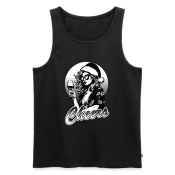 Christmas Party Woman Wine, Ugly Christmas, Santa - Men's Premium Organic Tank Top - black - Front - Michal (187cm)