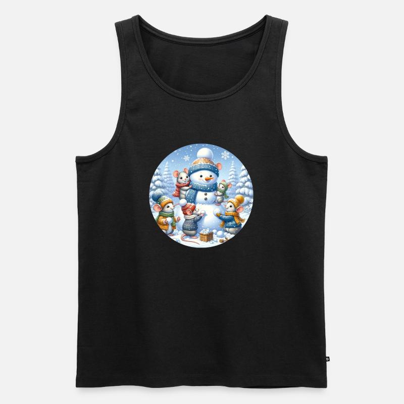 Mäuse bauen Schneemann - Männer Premium Bio Tank Top - Schwarz