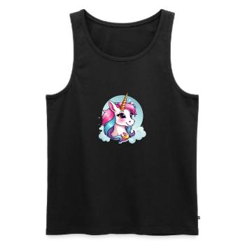 Fröhliches Einhorn Kinder Logo - Männer Premium Bio Tank Top - Schwarz - Vorne - Michal (187cm)