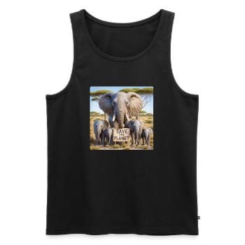 Elephant Family - Men's Premium Organic Tank Top - black - Front - Michal (187cm)