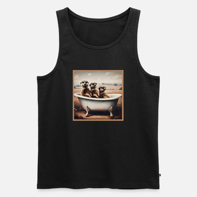 Erdmännchen in der Badewanne - Männer Premium Bio Tank Top - Schwarz