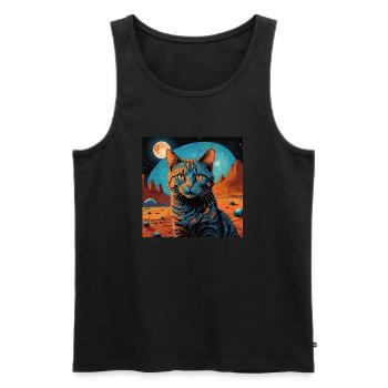 Dreifarbige Katze Glückskatze - Männer Premium Bio Tank Top - Schwarz - Vorne - Michal (187cm)