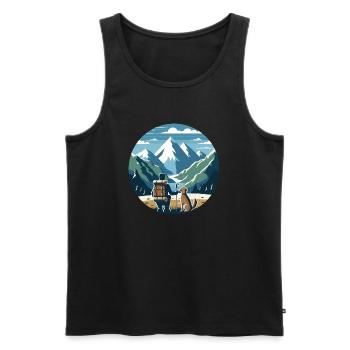 Adventure Friends, hikers with dogs in the mountains - Men's Premium Organic Tank Top - black - Front - Michal (187cm)
