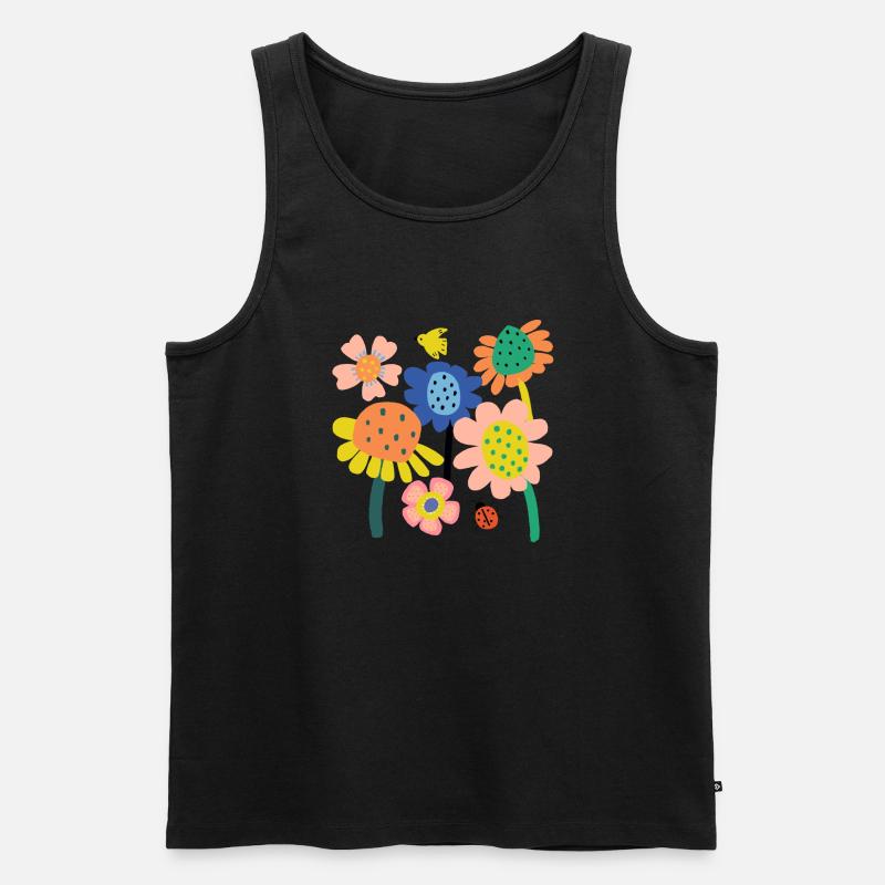 Bunter Blumen Garten - Männer Premium Bio Tank Top - Schwarz