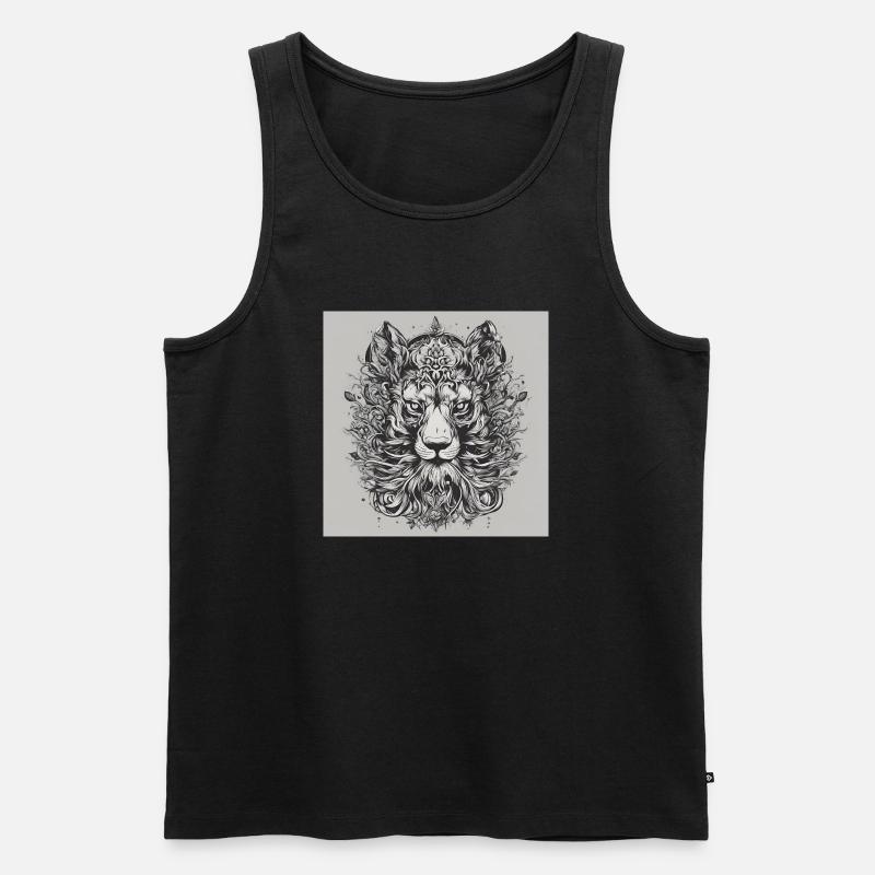 Löwe - Männer Premium Bio Tank Top - Schwarz