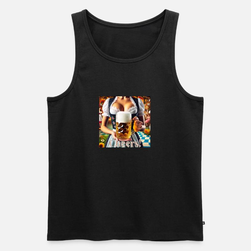 Cheers Bier Dekoltee - Männer Premium Bio Tank Top - Schwarz