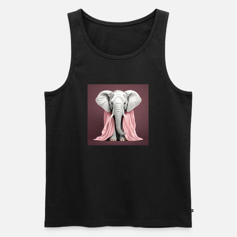 Elefant mit rosa Decke - Männer Premium Bio Tank Top - Schwarz