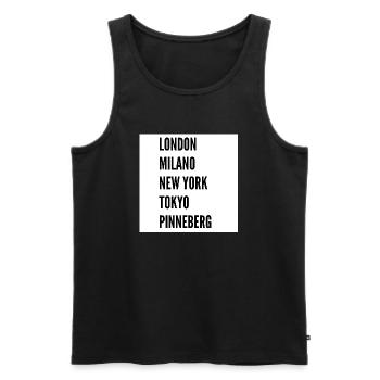 London Milano New York Tokyo Pinneberg - Men's Premium Organic Tank Top - black - Front - Michal (187cm)